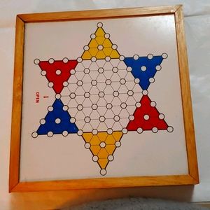 Vintage Chinese checkers, chess, checkers board.
